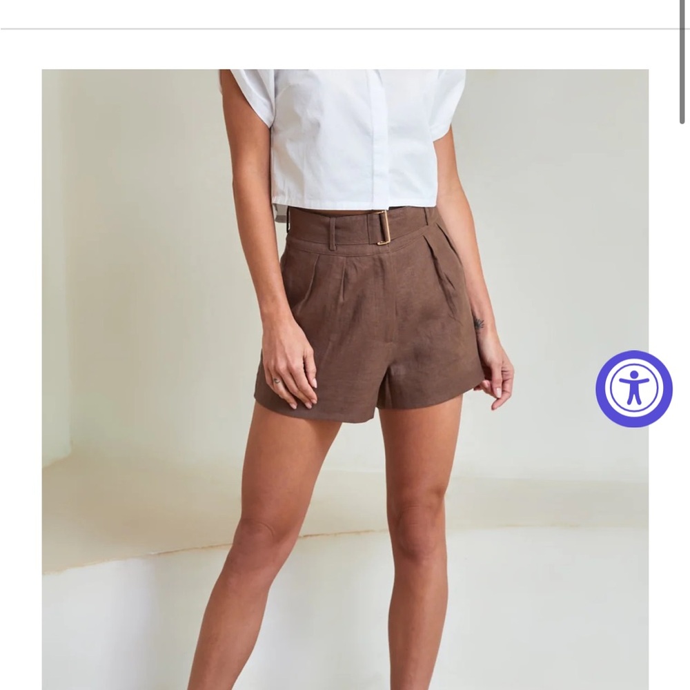 Hevron Linen Brown Shorts